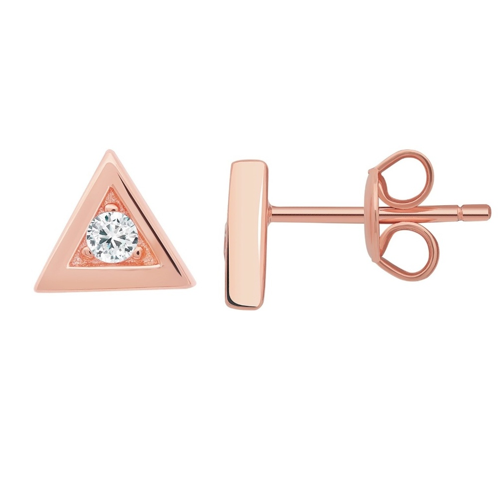 Crislu Triangle Frame Stud Earring in Rose Gold